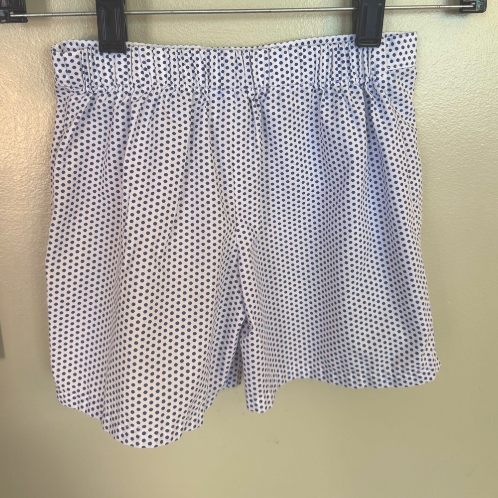 Vive La Fete Shorts Girl’s 6X S Boutique Bow Pockets White Blue Polka Dots EUC - Picture 4 of 4